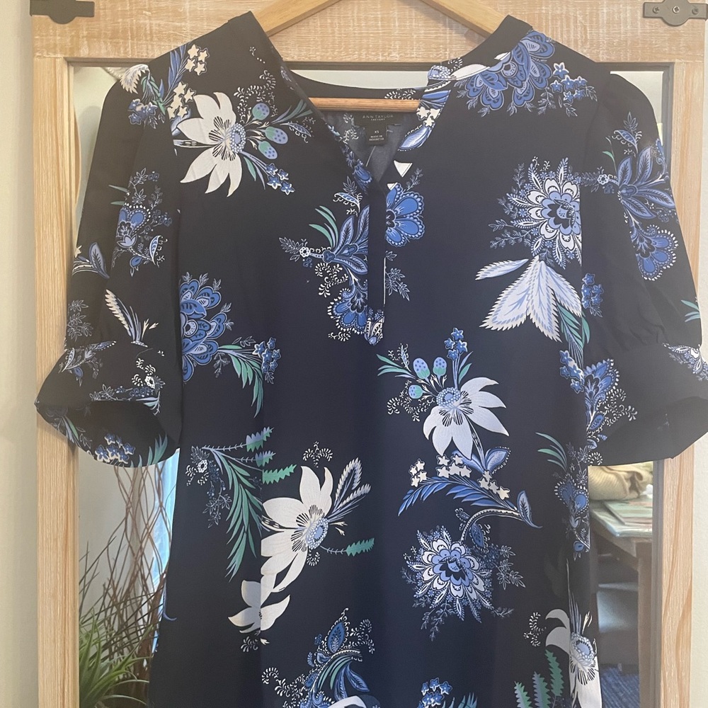 Paisley Mixed Media Split Neck Top